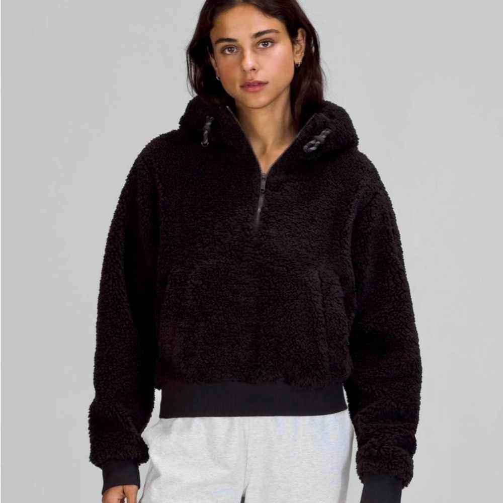 LULULEMON Teddy Bear Sherpa Textured Fleece 1/2 Zip Hoodie NWOT Size 6 Align